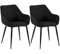 CLP Chaises de Salle à Manger rembourrées par Paire Luena, en Velours ou Tissu, Structure métallique Noire, Charge Max 150 kg, Couleur:Noir, Matériel:Tissu