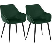 CLP Chaises de Salle à Manger rembourrées par Paire Luena, en Velours ou Tissu, Structure métallique Noire, Charge Max 150 kg, Couleur:Vert, Matériel:Velours