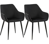 CLP Chaises de Salle à Manger rembourrées par Paire Luena, en Velours ou Tissu, Structure métallique Noire, Charge Max 150 kg, Couleur:Noir, Matériel:Velours