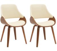 CLP Chaises de Salle à Manger Set de 2 Vangale, avec accoudoirs et Dossier, rembourrées, piètement Bois courbé Noyer, Couleur:Noyer/crème, Matériel:Similicuir