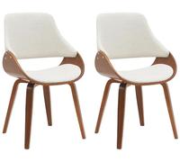 CLP Chaises de Salle à Manger Set de 2 Vangale, avec accoudoirs et Dossier, rembourrées, piètement Bois courbé Noyer, Couleur:Noyer/crème, Matériel:Tissu