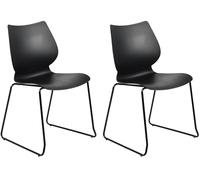 CLP Chaises empilables Set de 2 Houma, empilables pour Gagner de la Place, avec Dossier, Coque en Plastique, Structure en métal Solide, Couleur:Noir