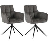 CLP Chaises Salle à Manger Lot de 2, fauteuils Jonah pivotants avec accoudoirs, Design Moderne pour Salon avec Base Noire et protège-Sol, Couleur:Gris foncé