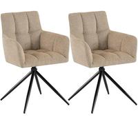 CLP Chaises Salle à Manger Lot de 2, fauteuils Jonah pivotants avec accoudoirs, Design Moderne pour Salon avec Base Noire et protège-Sol, Couleur:Brun Clair
