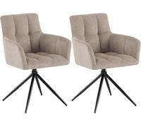 CLP Chaises Salle à Manger Lot de 2, fauteuils Jonah pivotants avec accoudoirs, Design Moderne pour Salon avec Base Noire et protège-Sol, Couleur:Taupe