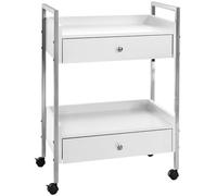 CLP Chariot à Outils de Luxe I Chariot Polyvalent sur roulettes I Chariot avec Deux tiroirs et étagères, Couleur:Blanc