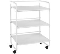 CLP Chariot PL902 Blanc: Chariot cosmétique à 3 étagères en bois, sur roulettes, multi-usages