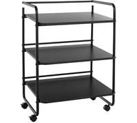 CLP Chariot PL902 I Chariot à ustensiles sur roulettes I Chariot cosmétique avec Trois étagères en Bois I Chariot Multi-usages, Couleur:Noir