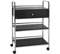 CLP Chariot PL912 I Chariot ŕ ustensiles sur roulettes I Chariot cosmétique avec tiroir et Trois étagčres I Chariot Multi-usages, Couleur:Noir