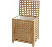 CLP Coffre à linge Ronthy pour linge sale, collecteur en bois Sac à linge 70L lavable et amovible, cadre en bambou pour salle de bain, Couleur:nature