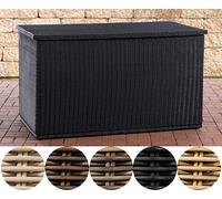 CLP Coffre De Rangement en Polyrotin Comfy Fibres Rondes I Rangement pour Les Coussins De Jardin en Résine Tressée, Couleur:Noir, Taille:125 litres