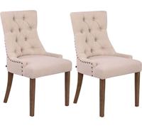 CLP Ensemble de 2 chaises de salle à manger Aberdeen tissu avec structure en bois d'hévéa,crème antique-clair