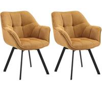 CLP Ensemble de 2 chaises de Salle à Manger Jordi Cord, pivotantes avec accoudoirs, Tissu côtelé, Couleur:Orange