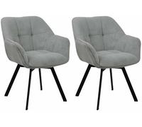 CLP Ensemble de 2 chaises de Salle à Manger Jordi Cord, pivotantes avec accoudoirs, Tissu côtelé, Couleur:Gris