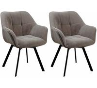 CLP Ensemble de 2 chaises de Salle à Manger Jordi Cord, pivotantes avec accoudoirs, Tissu côtelé, Couleur:Marron