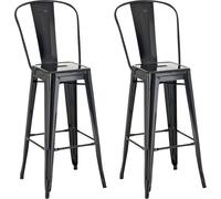 CLP Ensemble de 2 tabourets de bar Aiden en métal avec repose-pieds,noir