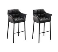 CLP Ensemble de 2 tabourets de Bar avec Dossier Damaso, chaises de Bar rembourrées avec revêtement en Similicuir, supportant jusqu'à 240 kg, Couleur:Noir, Couleur du Cadre:Noir