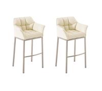 CLP Ensemble de 2 tabourets de Bar avec Dossier Damaso, chaises de Bar rembourrées avec revêtement en Similicuir, supportant jusqu'à 240 kg, Couleur:crème, Couleur du Cadre:Acier Inoxydable