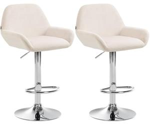 CLP Ensemble de 2 tabourets de Bar Braga avec revÍtement en Velours I Tabouret de Bar rÈglable en Hauteur, Couleur:crËme, MatÈriel du Cadre:Metall in Chromoptik
