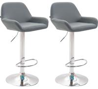CLP Ensemble de 2 tabourets de bar Braga similicuir pivotant et réglable en hauteur,gris blanc
