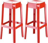 CLP Ensemble de 2 tabourets de bar Fox en plastique de haute qualité,rouge
