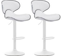 CLP Ensemble de 2 tabourets de bar Las Vegas V2 similicuir avec repose-pieds,blanc blanc