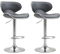 CLP Ensemble de 2 tabourets de bar Las Vegas V2 similicuir avec repose-pieds,gris blanc