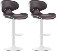 CLP Ensemble de 2 tabourets de bar Las Vegas V2 similicuir avec repose-pieds,marron blanc
