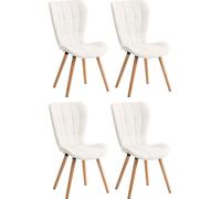 CLP Ensemble de 4 chaises de salle à manger Elda similicuir avec piètement en bois robuste,blanc