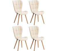 CLP Ensemble de 4 chaises de salle à manger Elda similicuir avec structure en bois robuste,crème