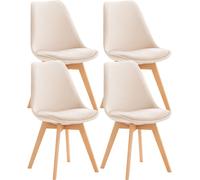 CLP Ensemble de 4 chaises de salle à manger Linares avec structure en hêtre,beige velours