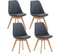 CLP Ensemble de 4 chaises de salle à manger Linares avec structure en hêtre,tissu gris foncé