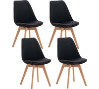 CLP Ensemble de 4 chaises de salle à manger Linares avec structure en hêtre,tissu noir
