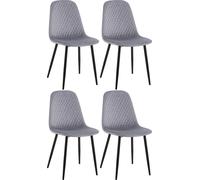CLP Ensemble de 4 chaises Giverny avec coutures décoratives,tissu gris foncé