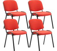CLP Ensemble de 4 chaises visiteur Ken tissu empilable et design moderne,rouge