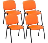 CLP Ensemble de 4 chaises visiteurs Ken similicuir empilables et au design moderne,orange