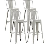 CLP Ensemble de 4 tabourets de bar Mason en métal avec repose-pieds,argenté