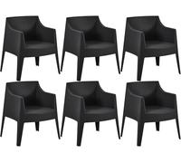 CLP Ensemble de chaises de Jardin Bartal, en Plastique empilable, résistant aux UV et intempéries, supporte jusqu'à 150 kg, Couleur:Noir