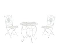 CLP Ensemble De Jardin Aldeano en Fer I 1 Table Et 2 Chaises Pliables Design Antique Nostalgique I Ensemble D'Extérieur, Couleur:Blanc