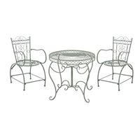 CLP Ensemble de Jardin en Fer Forgé Sheela - Set Meuble de Jardin 1 Table et 2 Chaises en Fer Design Antique - Salon de Jardin en Fer - Couleur :, Couleur:Vert Antique