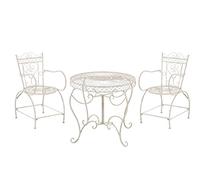 CLP Ensemble de Jardin en Fer Forgé Sheela - Set Meuble de Jardin 1 Table et 2 Chaises en Fer Design Antique - Salon de Jardin en Fer - Couleur :, Couleur:crème Antique