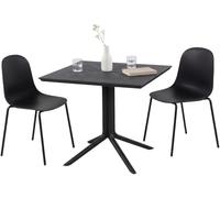 CLP Ensemble de Jardin Zeron Resistant intemperies 2 chaises empilables Table Carree 80x80cm Ideal Balcon terrasse Jardin | Couleur Noir