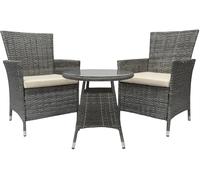 CLP Ensemble de Meubles de Jardin Fireda, 3 pièces, en rotin PE, avec Cadre en Acier et Table Basse, Coussins d'assise Inclus, Couleur:Gris métallique