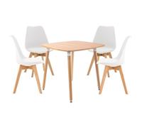 Ensemble table et chaises Clp Trading CLP Ensemble de salle à manger Liborg avec 1 Table et 4 chaises , Nature / Blanc