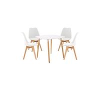 CLP Ensemble de salle à manger Liborg avec 1 Table et 4 chaises , Blanc Blanc