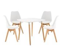CLP Ensemble de salle à manger Liborg avec 1 Table et 4 chaises , Blanc Blanc