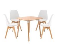 Ensemble table et chaises Clp Trading CLP Ensemble de salle à manger Liborg avec 1 Table et 4 chaises , Nature / Blanc