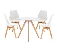Ensemble de table et 4 chaises de salle à manger - CLP - Livik - Style scandinave et moderne - Blanc - Rond