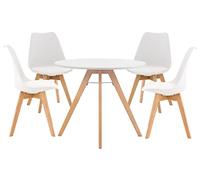 Ensemble de table et 4 chaises de salle à manger - CLP - Livik - Style scandinave et moderne - Blanc - Rond