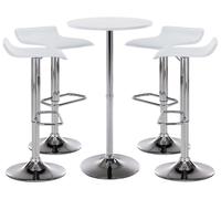 CLP Ensemble table de bar Esberg I 4 x tabourets de bar 1 x table haute,blanc